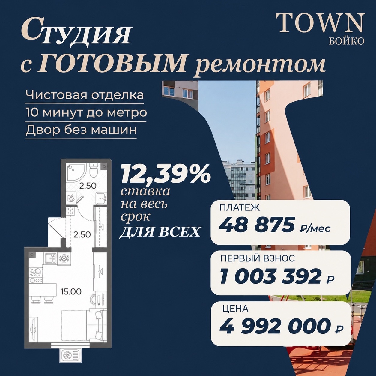 Квартира до 5 млн ₽, доступна всем по ставке 12,39% на весь срок