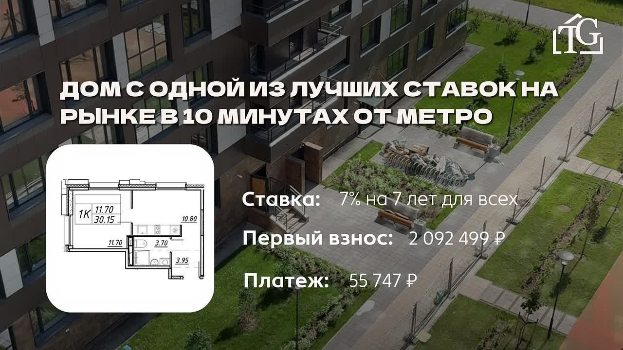 Ставка 7% для всех, 10 минут до метро и 100%