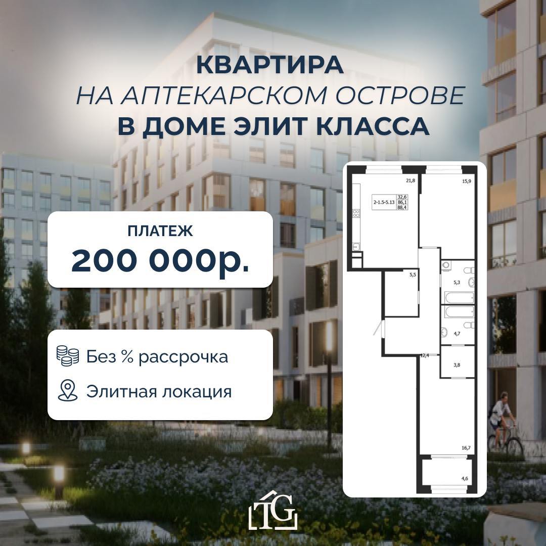 Квартира на Аптекарском острове в доме элит-класса