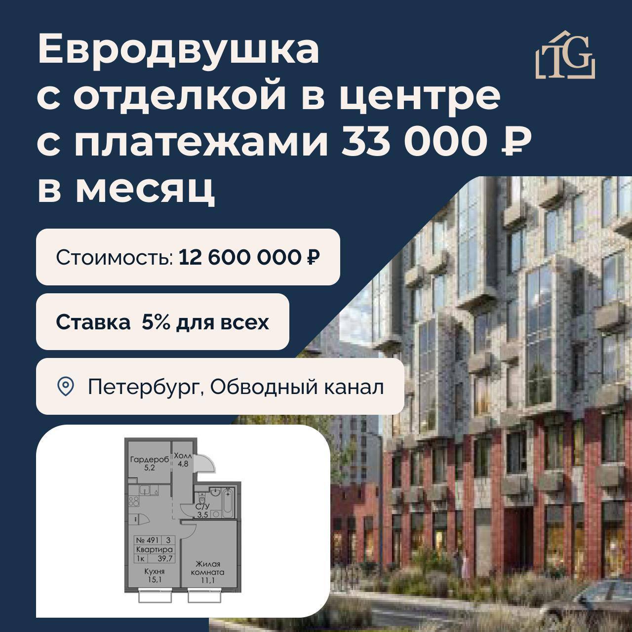 Квартира в центре с платежом как в спальном районе